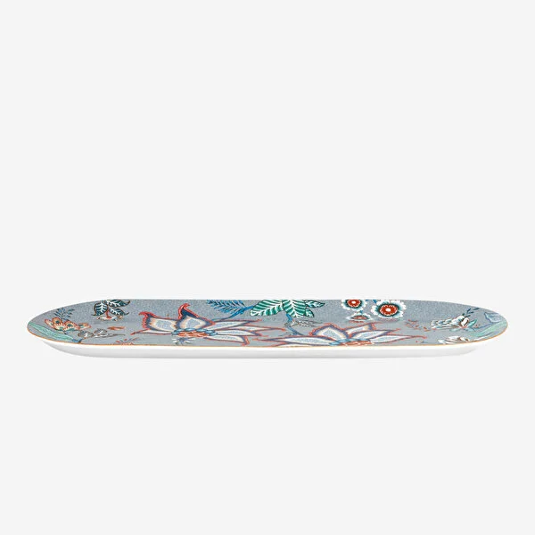 Flower Festival Mavi Oval Kek Servis Tabağı 33 cm