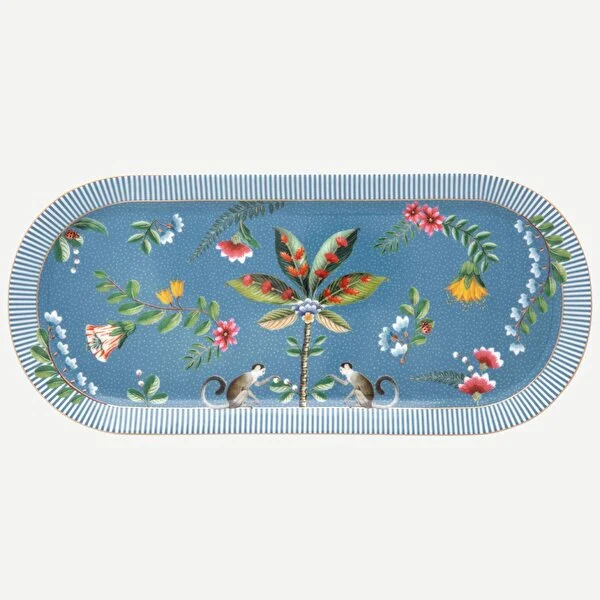 La Majorelle Mavi Oval Kek Servis Tabağı