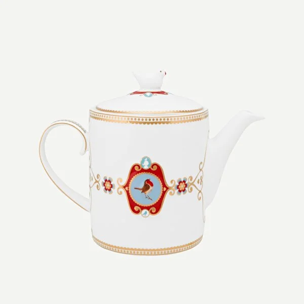 Love Birds Beyaz Madalyon Desenli Demlik 1,3 lt.