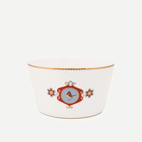 Love Birds Beyaz Madalyon Desenli Kase 15 cm