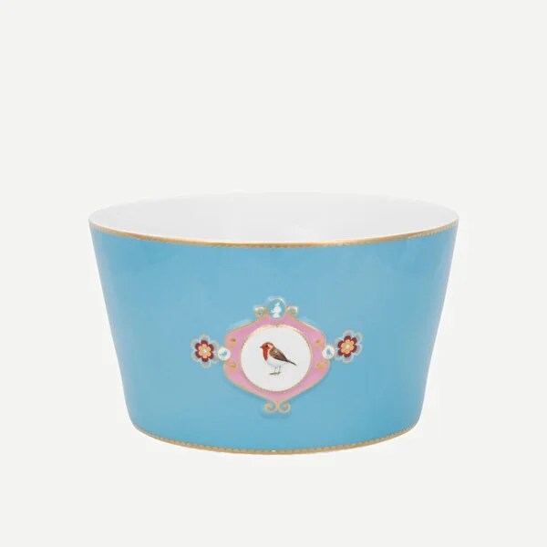 Love Bird Mavi Madalyon Desenli Kase 20 cm