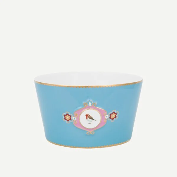 Love Bird Mavi Madalyon Desenli Kase 15 cm