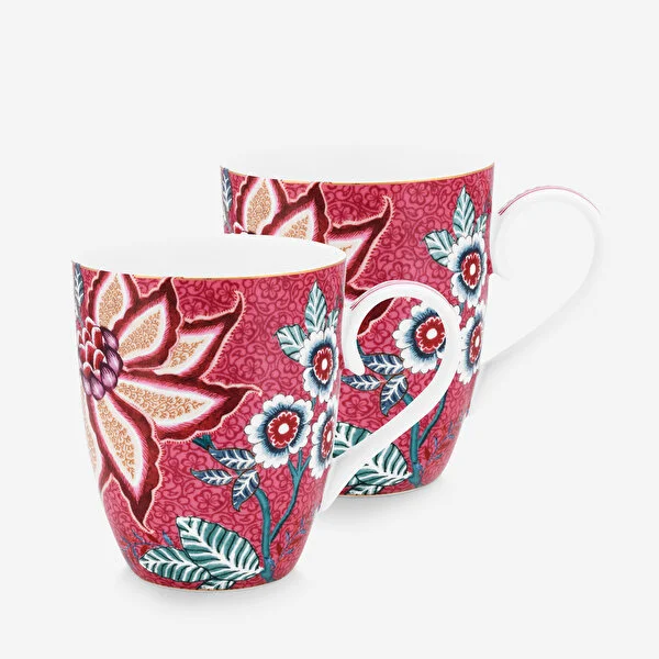 Flower Festival Kırmızı İkili Büyük Mug Seti 350 ml.