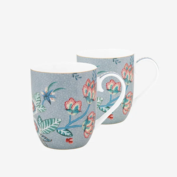 Flower Festival Mavi İkili Küçük Mug Seti 145 ml.