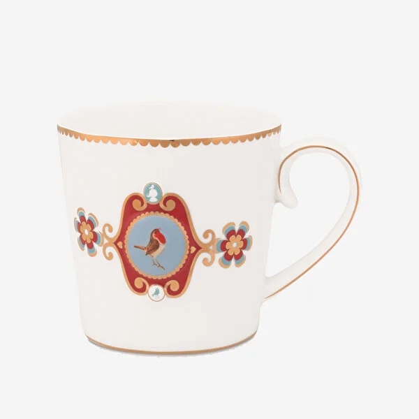 Love Birds Beyaz Madalyon Desenli Mug