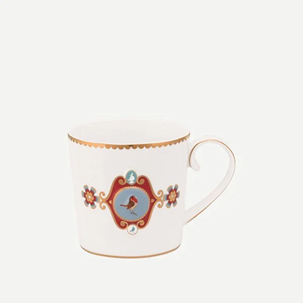 Love Birds Beyaz Madalyon Desenli Küçük Mug 150 ml