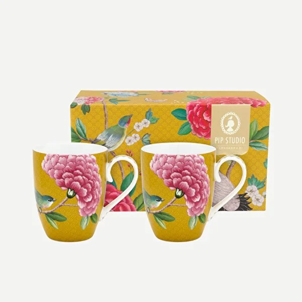 Blushing Birds İkili Sarı Büyük Mug Seti 350 ml.
