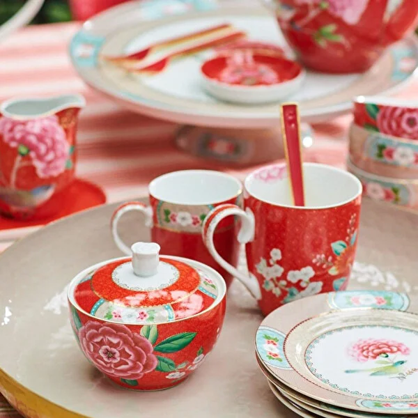 Blushing Birds İkili Kırmızı Küçük Mug Seti 145 ml.