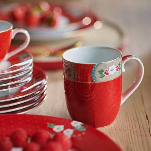 Blushing Birds İkili Kırmızı Küçük Mug Seti 145 ml.