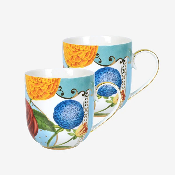 Royal İkili Çiçekli Küçük Mug Seti