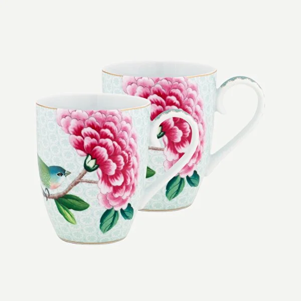 Blushing Birds İkili Beyaz Büyük Mug Seti 350 ml.