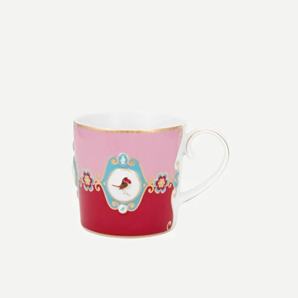 KIRMIZI PEMBE MADALYON DESENLİ K.MUG