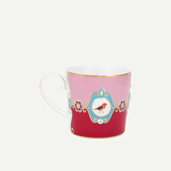 KIRMIZI PEMBE MADALYON DESENLİ K.MUG