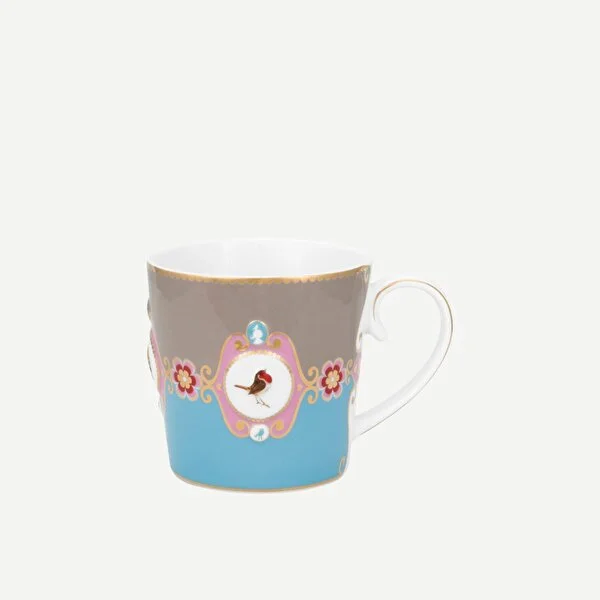 Mavi/Haki Madalyon Desenli Mug