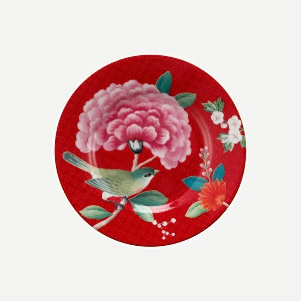 Blushing Birds Kırmızı Petit Four Tabağı 12 cm