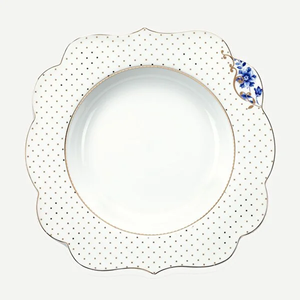 Royal Beyaz Altın Puantiyeli Çorba Tabağı 23,5 cm