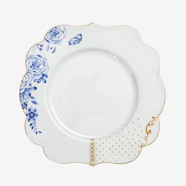 Royal Beyaz / Mavi Renkli Kahvaltı Tabağı 23,5 cm.