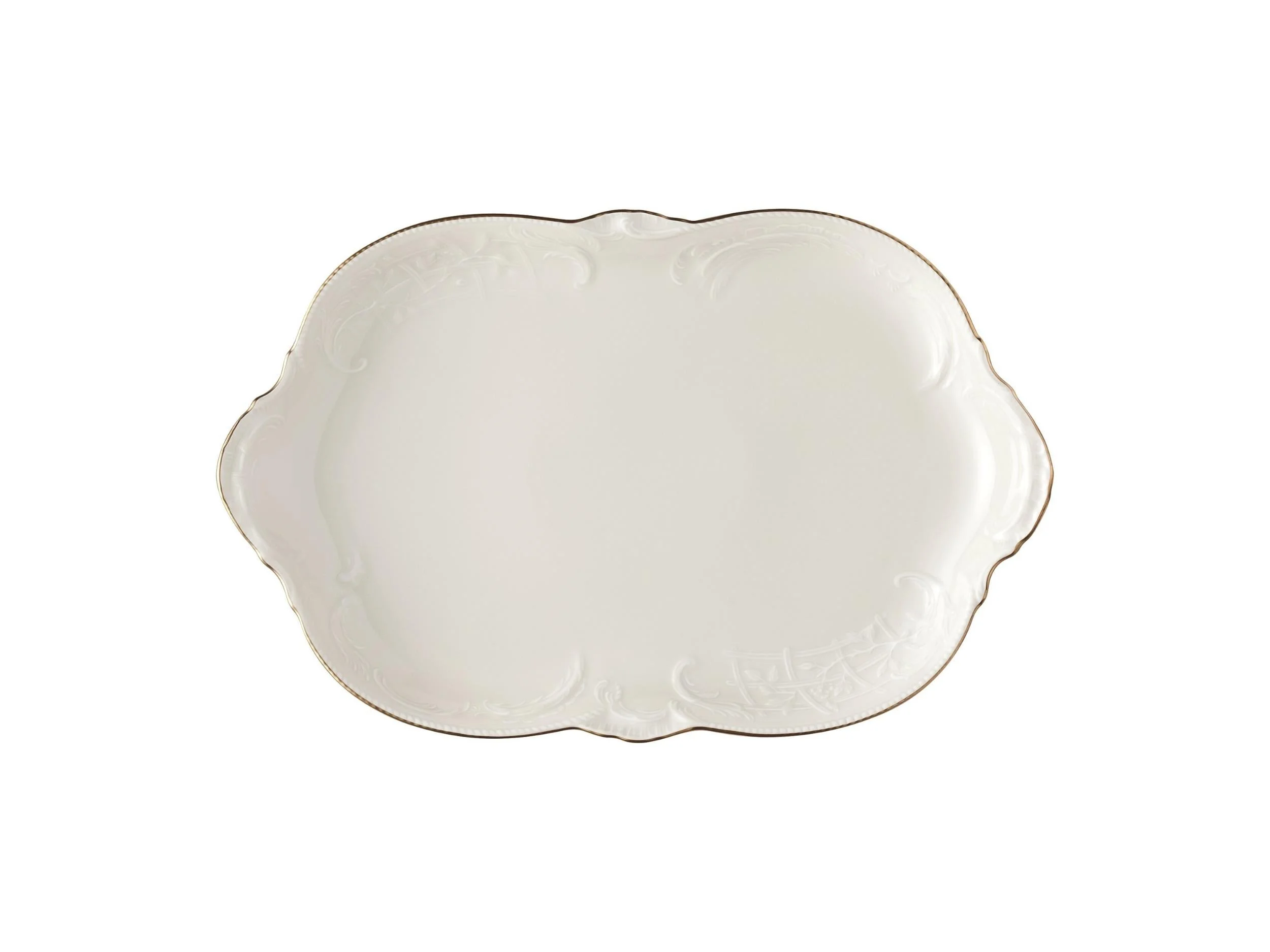 Sansouci Elfenbein Gold 33 Cm Oval Servis Tabağı
