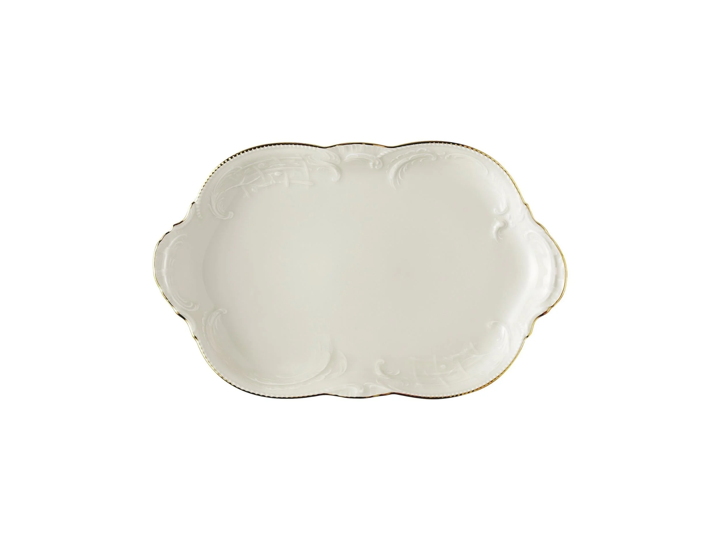 Sansouci Elfenbein Gold 28 Cm Oval Servis Tabağı