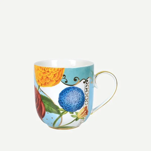 Royal Küçük Mug Beyaz / Mavi Çiçek Desenli
