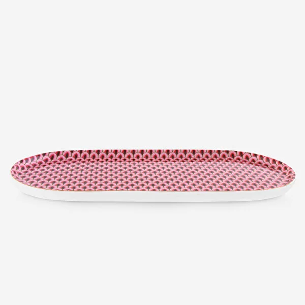 Flower Festival Kırmızı Oval Servis Tabağı 25 cm