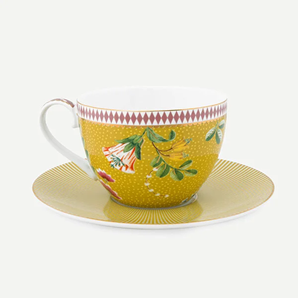 Sarı Porselen Çay Fincan Seti 280 ml