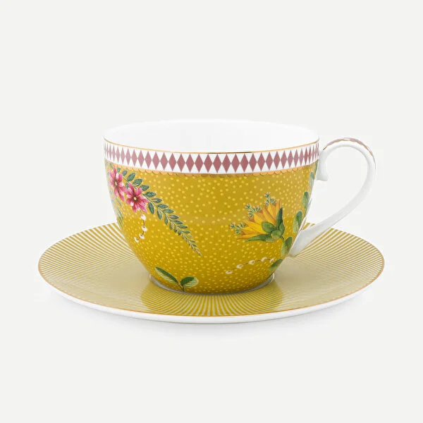 Sarı Porselen Çay Fincan Seti 280 ml