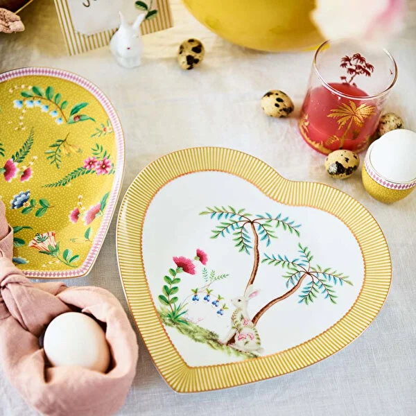 La Majorelle Sarı Porselen Kalpli Tabak Seti 21,5 Cm
