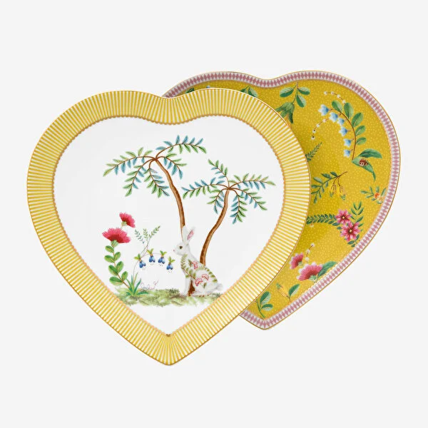 La Majorelle Sarı Porselen Kalpli Tabak Seti 21,5 Cm