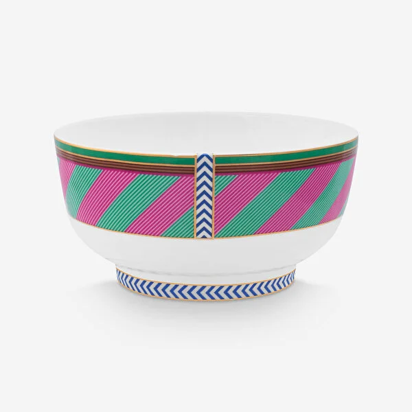 Bowl Chique Stripes Pink-Green 15.5cm