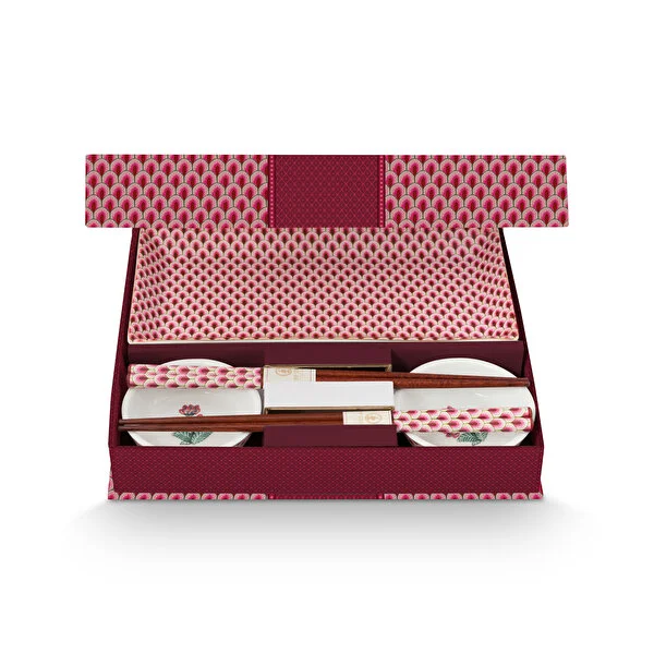 Giftset Round Oriental Flower Festival Dark Pink