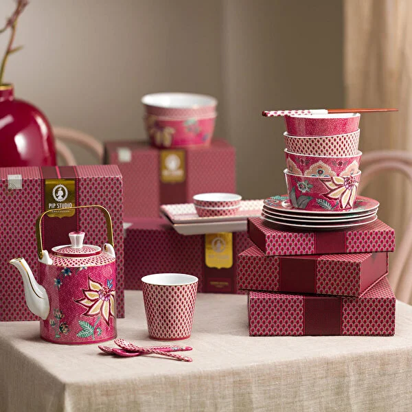 Giftset Round Oriental Flower Festival Dark Pink