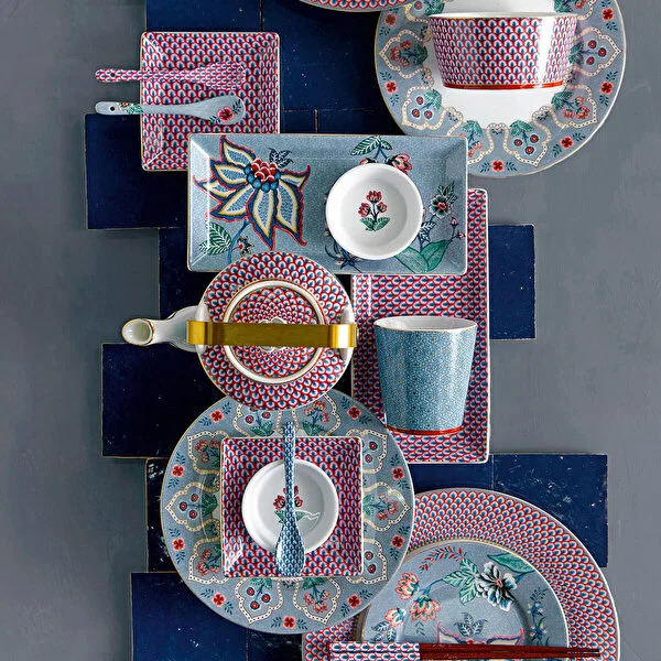 Giftset Bowls Oriental Flower Festival Blue 12cm