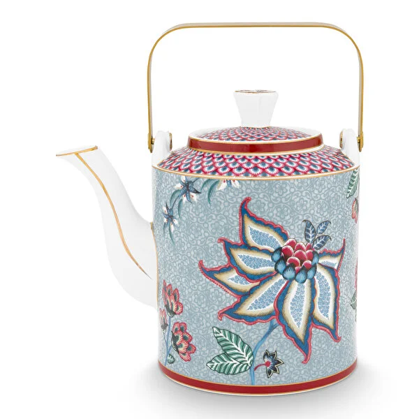 Giftset Teapot Oriental Flower Festival Blue 1 ltr