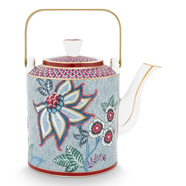 Giftset Teapot Oriental Flower Festival Blue 1 ltr