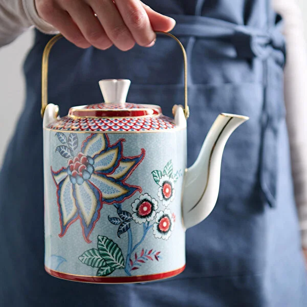 Giftset Teapot Oriental Flower Festival Blue 1 ltr