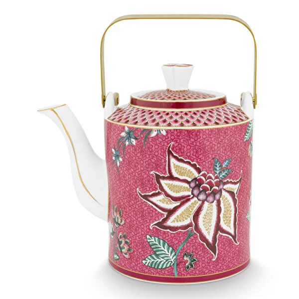 Giftset Teapot Oriental Flower Festival Dark Pink 1 ltr
