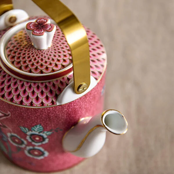 Giftset Teapot Oriental Flower Festival Dark Pink 1 ltr