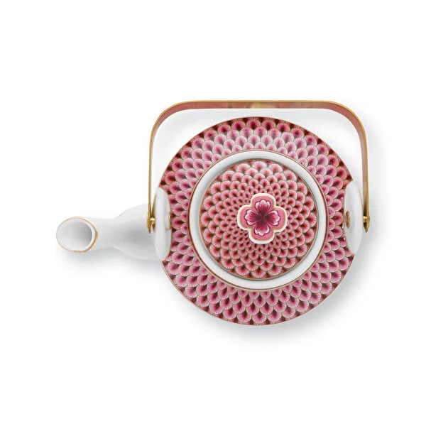 Giftset Teapot Oriental Flower Festival Dark Pink 1 ltr