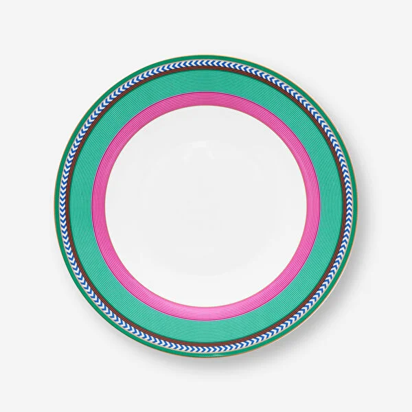 Deep Plate Chique Stripes Pink-Green 23.5cm