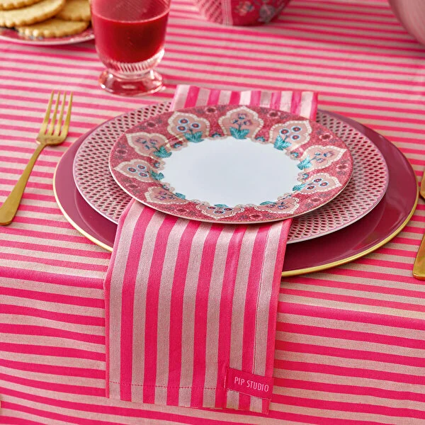 Set/4 Plates Flower Festival Deco Dark Pink 21cm