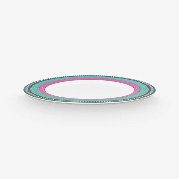 Plate Chique Stripes Pink-Green 28cm