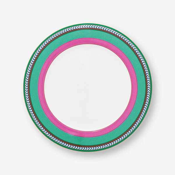 Plate Chique Stripes Pink-Green 28cm