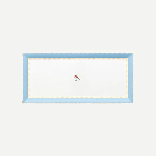 Love Birds  Mavi Haki Servis Tabaği 33.3x15.5cm