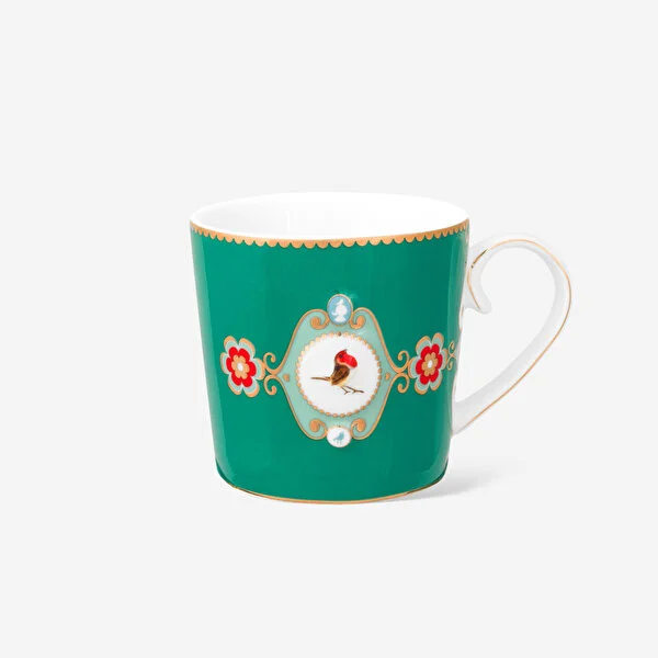 Love Birds Yeşil Madalyon Desenli  Küçük Mug 150 ml   8720874272953