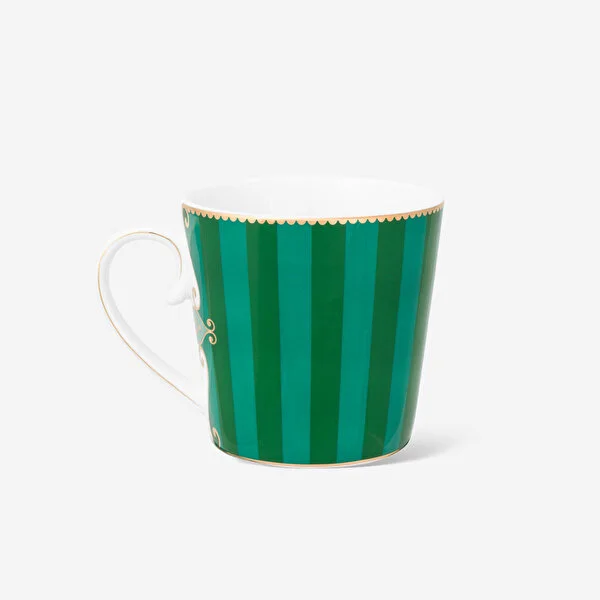 Love Birds Yeşil Çizgili Madalyon Desenli Mug 250 ml   8720874273073