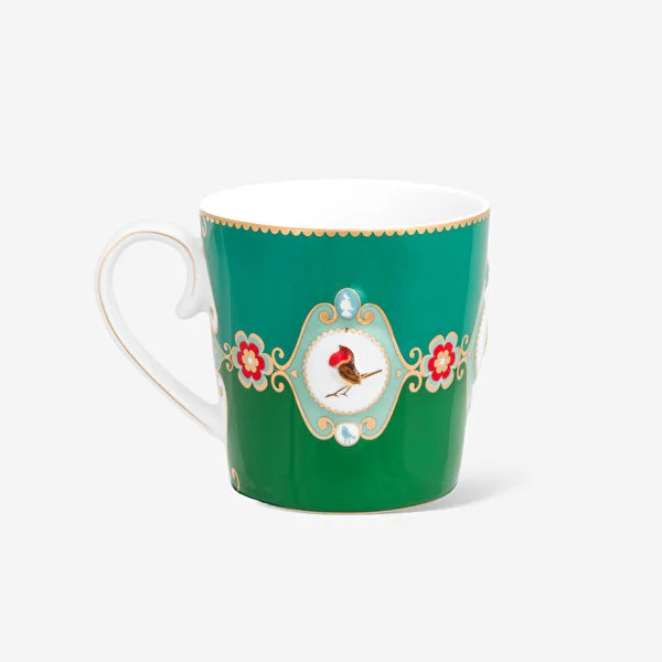 Love Birds Yeşil Renkli Madalyon Desenli Mug 250 ml   8720874273103