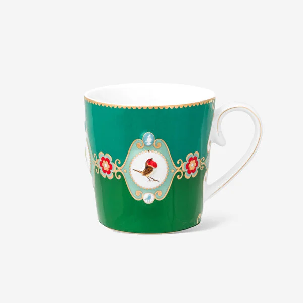 Love Birds Yeşil Renkli Madalyon Desenli Mug 250 ml   8720874273103