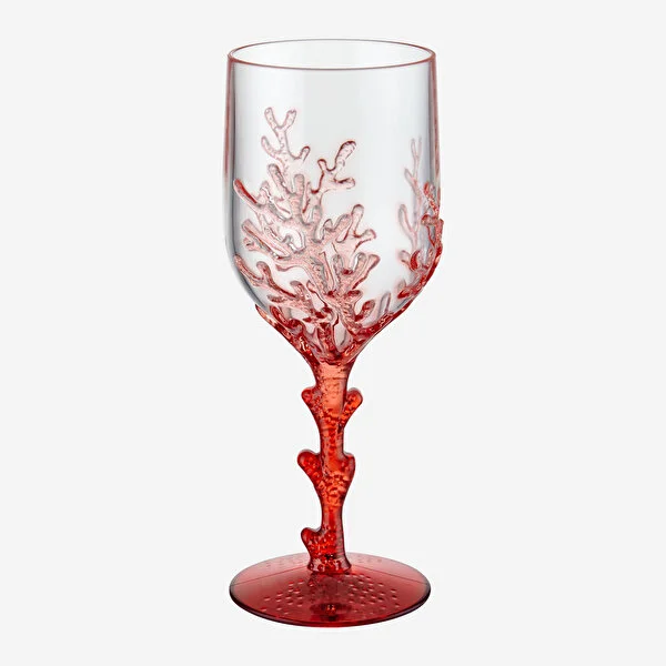 Mercan Kırmızı Akrilik Ayaklı Kadeh 400 ml