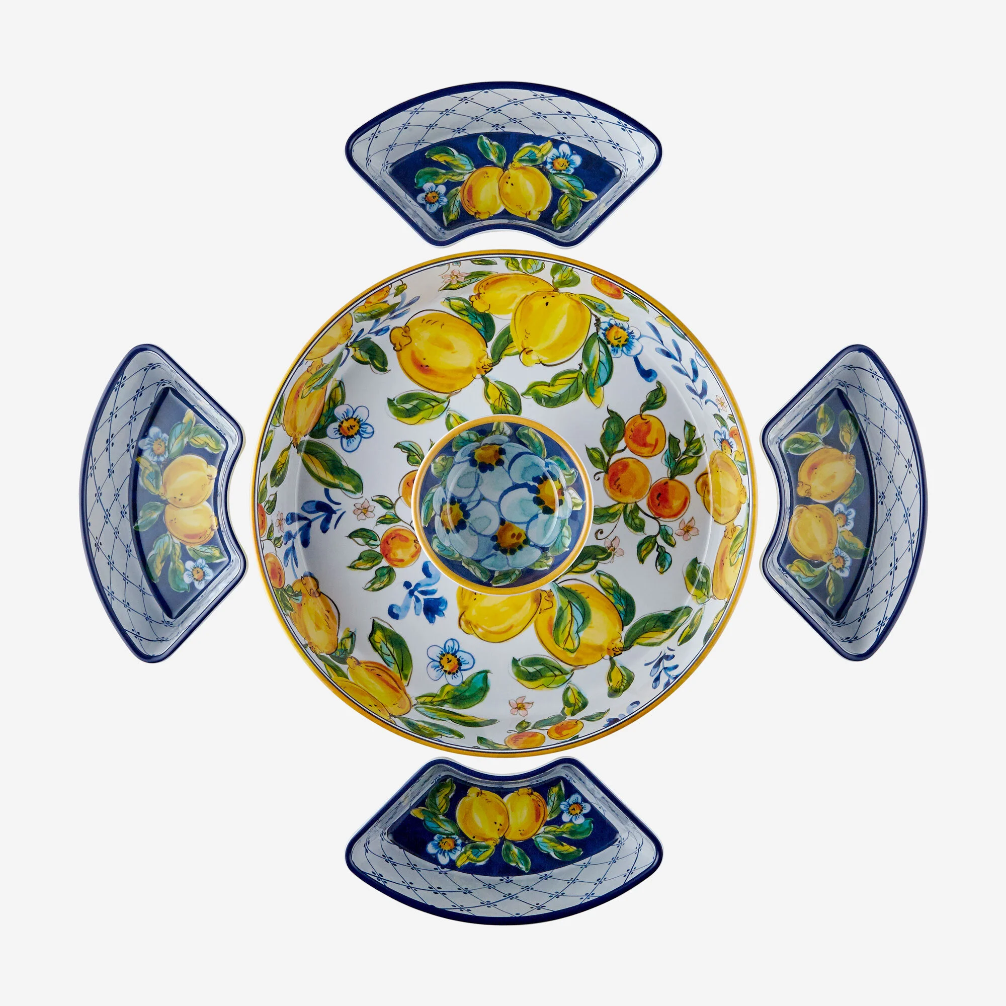 Limoncello Mavi / Beyaz  5 Bölmeli Servis Tepsisi 39 cm